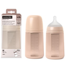 SUAVINEX SELECTION BIBERON SILICONE 240ML NUDE FLUSSO M
