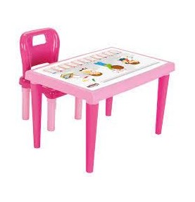 PILSAN TAVOLO DA STUDIO ROSA CON SEDIA