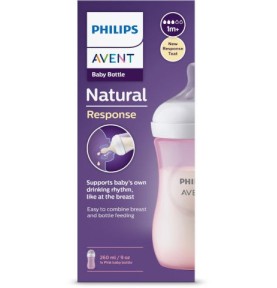 AVENT BIBERON NATURAL 3.0 PLASTICA ROSA 260ML 1M+ 3 GOCCE