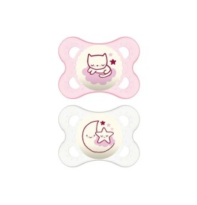 MAM 2 SUCCHIETTI ORIGINAL NIGHT 2-6M SILICONE FEMMINA