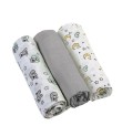 SET DI MUSSOLE BABYONO GRIGIO 70x70CM ART.348/01