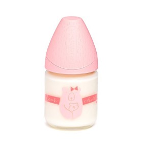 SUAVINEX BIBERON VETRO 120ML 3POS.SILICONE ROSA 0M+